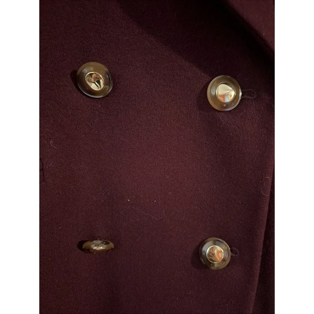 Vintage Escada Margaretha Ley Burgundy Wool Blazer Gold Buttons EU 34 US 2